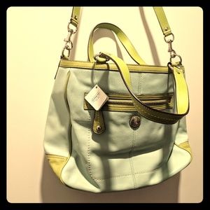 COACH Tote Laura F14887 Blue&Green leather - NEW